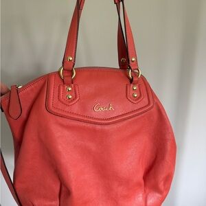 Vintage Coach Coral Leather Tote Bag